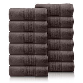 GC GAVENO CAVAILIA 12 Pack Face Towels Set (30x30 CM) - Cotton Face Cloths - Quick Drying & Highly Absorbent Fingertip Towel Washcloth For Bathroom, Spa, Gym Towels - Walnut