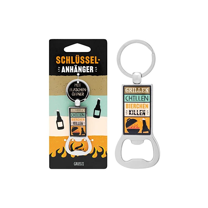 GRUSS & CO Bottle Opener "Grillen, Chillen, Bierchen Killen", multicoloured,