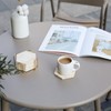 YONGHEE Travertine Coasters Set of 6 with Holder, Hexagonal Rustic