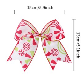 Kunjocy 12 Pcs Christmas Red Green Bows Decorations, Candy Christmas Bows Decorations Christmas Wreaths Ornaments Xmas Tree Swirl Bows for Christmas DIY Wreath Craft Garland Home Party Gift Wrapping