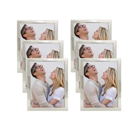 decanit 5x7 Silver Metal Picture Frames Multi Photo Frames Collage for Wall or Tabletop Display,Pack of 6