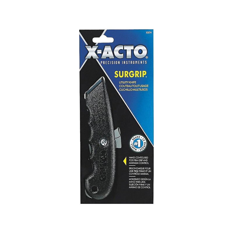 X-ACTO SurGrip Retractable Metal Utility Knife, Black (C02G1248)