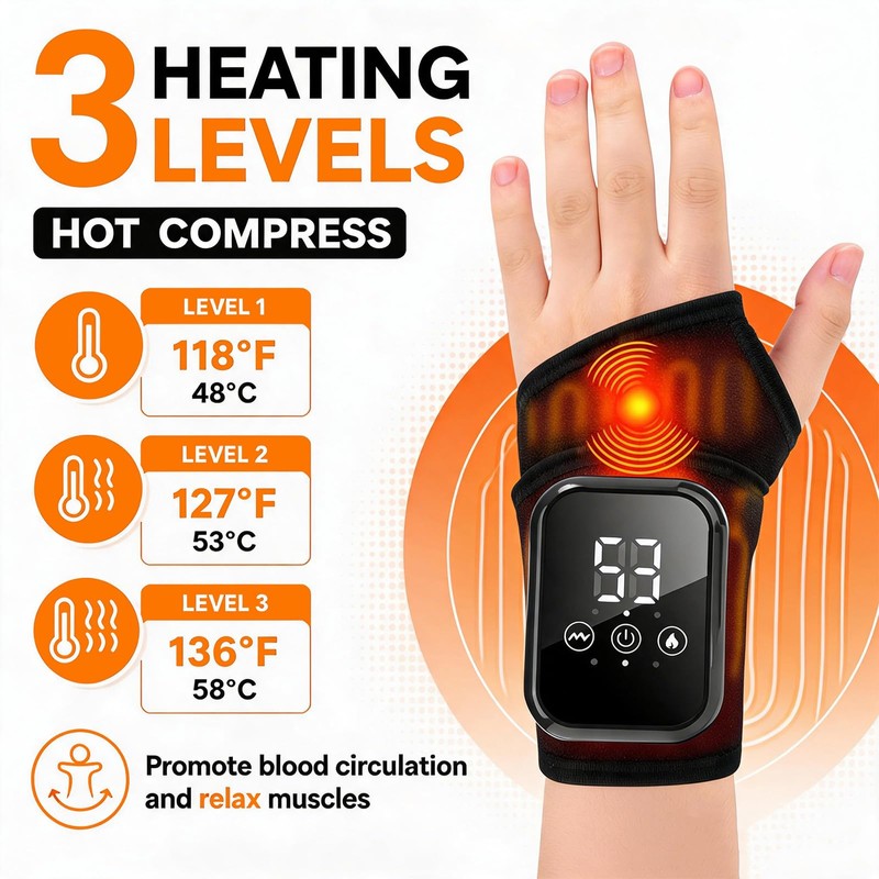 Hand Massager Hand Warmer with 3 Massage Modes and 3
