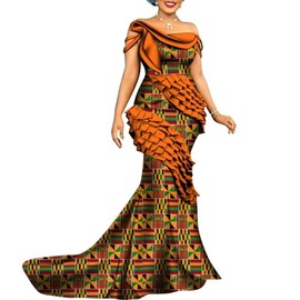 African Print Dresses for Women Wedding Lady Dashiki Party Dresses Cotton Elegant African Outfits Evening Gowns