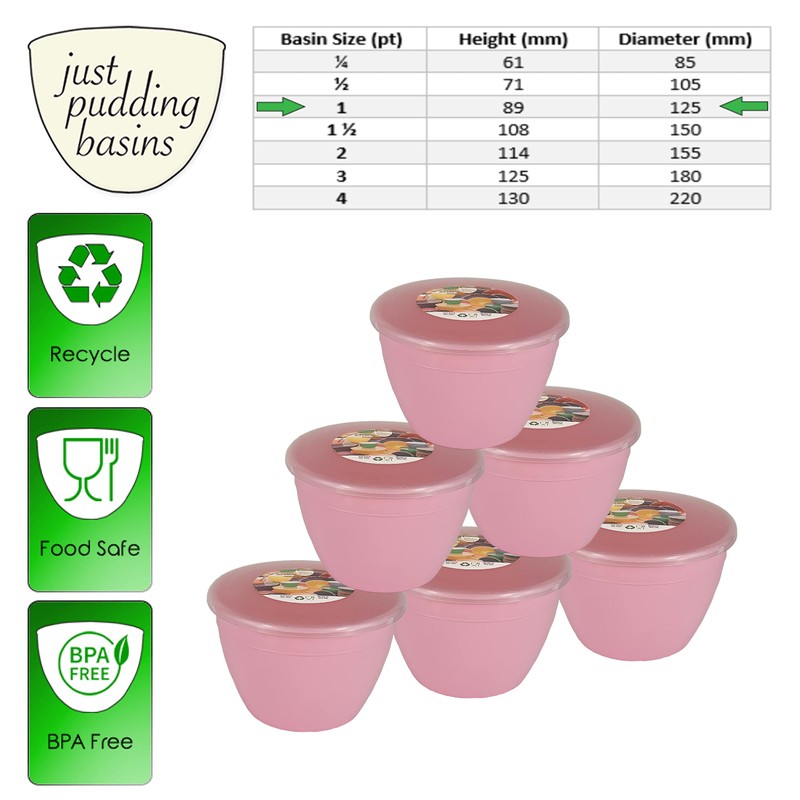 Just Pudding Basins Pastel Colours Pink 1 Pint Basin and