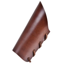 Bracelet-Short Combat Cuffs Dark Brown Leather with Leather Lining-Arm Protectors-Arm Rail Medieval LARP Viking