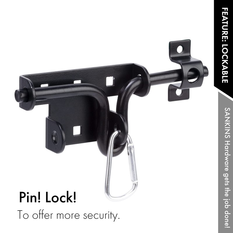 SANKINS Slide Bolt Gate Latch,Sliding Bolt Door Lock with Padlock