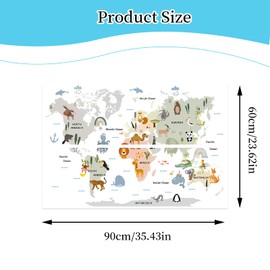 Children's Room World Map Wall Sticker World Map Animals Wall Sticker World Map Children's Room Wall Decoration Wall Sticker World Map Animals for Boys Girls Bedroom Wall Decoration
