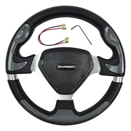 Volante universal de carreras de aventura de poliuretano de 320 mm, 12.5 pulgadas, 6 pernos, volante plano deportivo con botón de bocina para barcos, yates, pontón carrito de golf