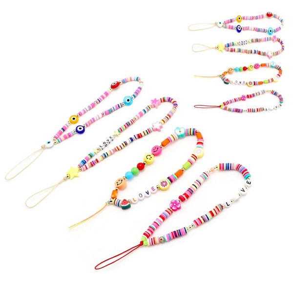 Beaded Phone Strap Y2K Beaded Phone Charms Lanyard Wrist Strap,8