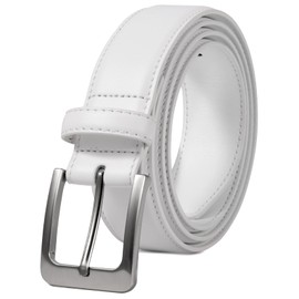 VATAN Men's Leather Dress Belts Handmade Classic Every Day Leather Belt with Prong Buckle for Men Work Business Casual (White, 36 (Waist 34))