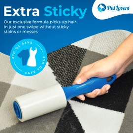 PetLovers Extra Sticky Lint Roller Single Unit 100 Sheets for Pet Hair Removal, Dog and Cat Lint Remover (1 Pack)