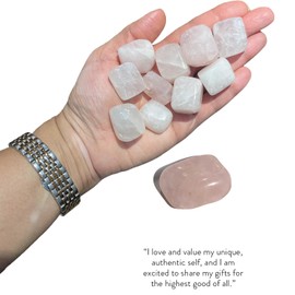 BellaMira Rose Quartz Tumblestone Healing Crystal, Single Polished Stone, Healing Crystal for Unconditional Love, Self-Love, Mother Love, Caring, Kindness, Friendship, Romantic Love, Platonic Love