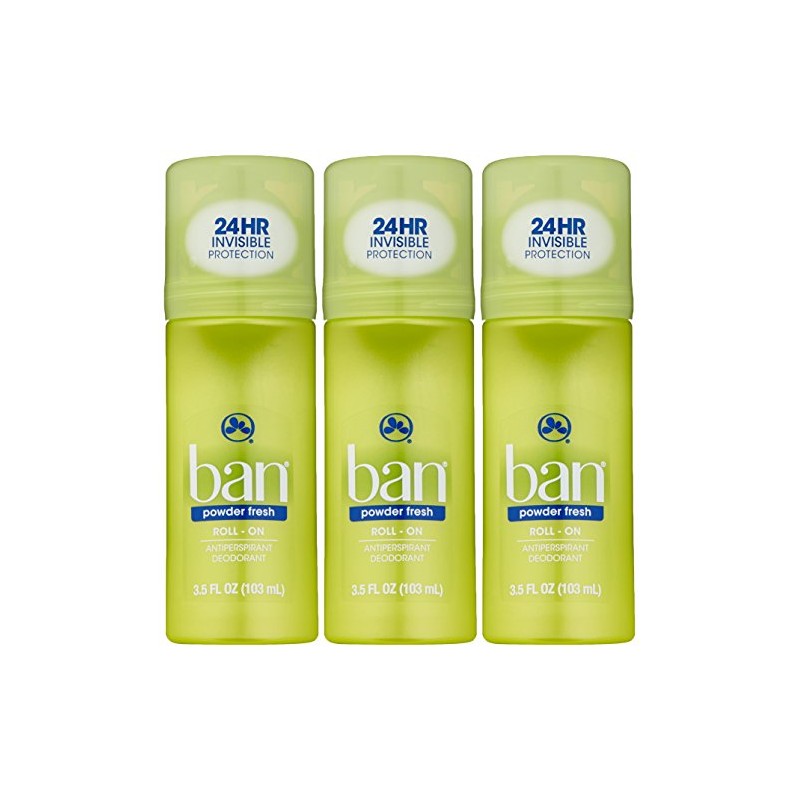 Ban Roll-On Antiperspirant Deodorant, Powder Fresh, 3.5-Ounce (Pack of 3)