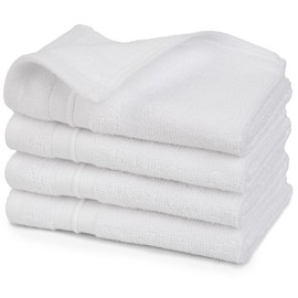 Sticky Toffee Washcloths Set 100% Cotton White, Oeko-Tex Terry Cotton, Soft and Absorbent Wash Cloths for Your Body, Face Towel for Washing Face, Set of Four, 13 in x 13 in