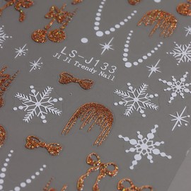 6 Sheets Gold Glitter Christmas Nail Stickers Winter Tree Snowflake Bow Stars Decals Deer Slider for Nail Charms Manicure Decors