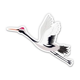 Crane Flying - 3" Vinyl Sticker - for Car Laptop I-Pad Phone Helmet Hard Hat - Waterproof Decal