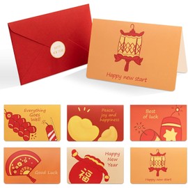 6 Pack Chinese New Year Cards 2025 with Envelopes Spring Festival Good Luck Greeting Cards for Lunar New Year Chinese New Year Gifts Cards