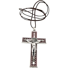 Unique St. Benedict Crucifix with Silver-Tone Base and Colored Enamel | Patron Saint of Students and Europe | Great Catholic Gift for First Holy Communion and Confirmation