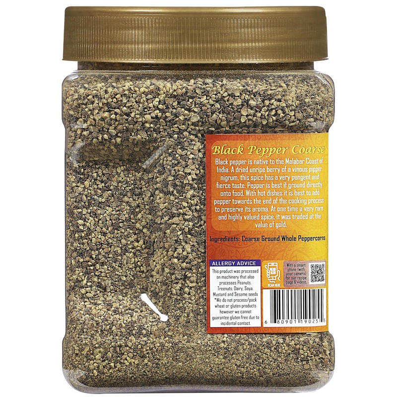 Rani Black Pepper Coarse Ground 28 Mesh (Table Grind) 16oz