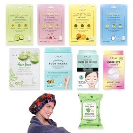 Zomac Set De Regalo De Mascarillas Faciales (10 Unidades) Mascarillas De Colágeno De Cala, Pepino, Aloe Vera, Vitamina C Y Ácido Hialurónico, Parches