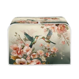 Talayituse Hummingbird Floral Print 4 Slice Toaster Covers Dust Protection Bread Maker Covers Toaster Oven Cloth Cover Kitchen Accessories Washable Appliance Cover with Handle
