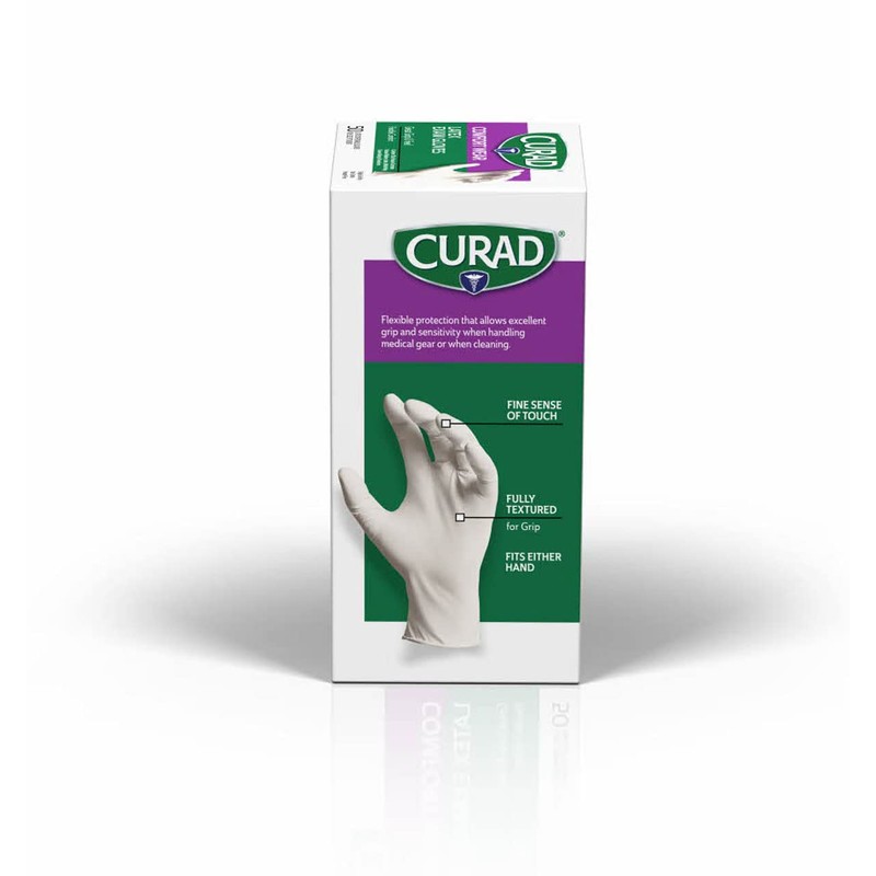 Curad Comfort Wear Latex Exam Gloves, Powder-Free, One Size Fits