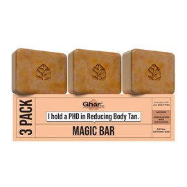 Ghar Soaps Sandalwood & Saffron Magic Bar For Bath (300 Gms Pack Of 3) | Paraben Free | Chandan & Kesar Bath Soap | Handmade Soaps For Glowing | Skin Brightening Soap For Men & Women