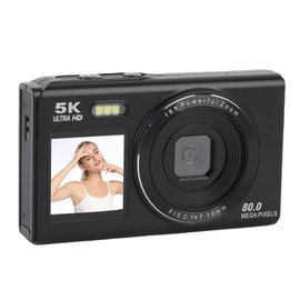 Bewinner 5K Vlog Camera with Dual Screen, 80MP Photo, 18X Zoom, WiFi Sharing, Auto Focus Compact Digital Camera with Filters, Beauty Mode, Fill Light, Includes 32GB Card (Black)
