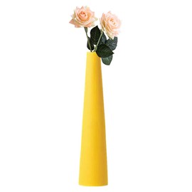 8.6inch Small Ceramic Bud Vase Tall Conic Flower Single Stem Vase Home Decorative Floral Centerpiece Bottle for Wedding Home Office Decor(Yellow)