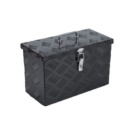 VOWAGH 16"X7.5"X10" Black Heavy Duty Aluminum Pickup Truck Bed 5 Bar Tread Pattern Truck Tool Box, Under Truck Storage Trailer Tongue Box with Lock for Truck, RV Trailer, ATV