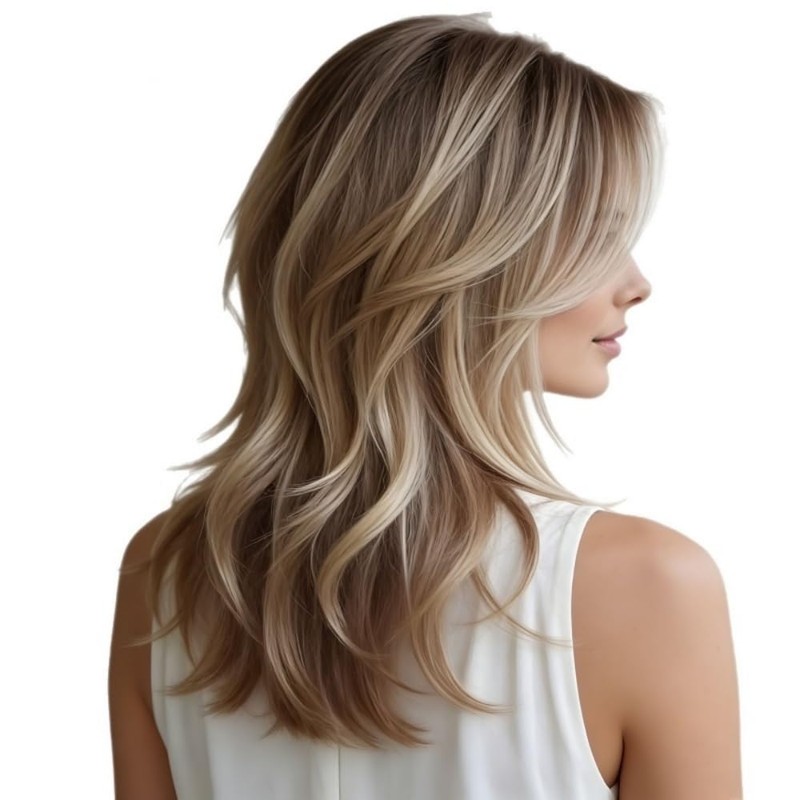18 Inch High Temperature Fiber Layered Synthetic Wig for Women