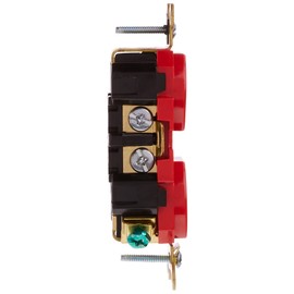 Leviton 20-Amp, 125-Volt, Industrial Heavy Duty Grade, Straight Blade, Industrial Grade, Self Grounding, 5362-R, Red