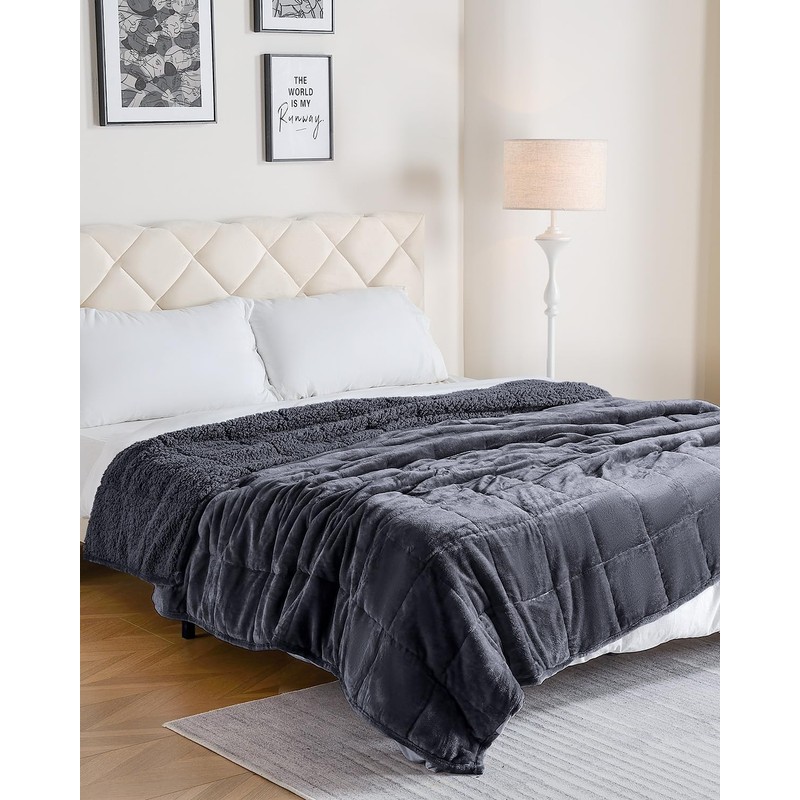 Uttermara Weighted Blanket Queen Size 20lbs for Adults, Sherpa Fleece