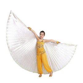 Alas profesionales de danza del vientre Isis para mujer, alas de ángulo de 360 grados con varillas, Silve-closed, 0