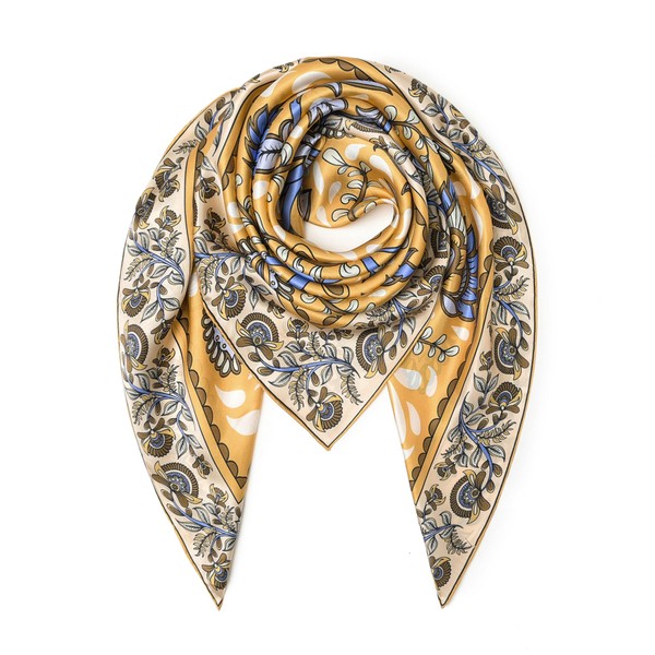 SHIROUYU 100% Mulberry Silk Scarf 43" Large Square Scarf Large