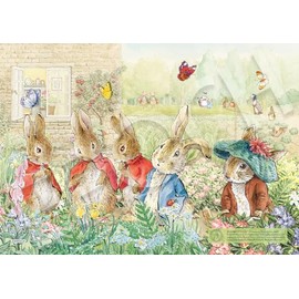 Epoch Company 108 Piece Jigsaw Puzzle Peter Rabbit™ Sunny Garden (7.2 x 10.1 inches (18.2 x 25.7 cm) 02-226 with glue and spatula with tickets EPOCH