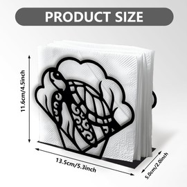 Doodlream Sea Turtle Decorative Black Metal Napkin Holder for Table, 13.5 x 11.6 x 5cm Standing Napkin Holder for Home Kitchen Restaurant Picnic Party Coffee Bar Dining Room