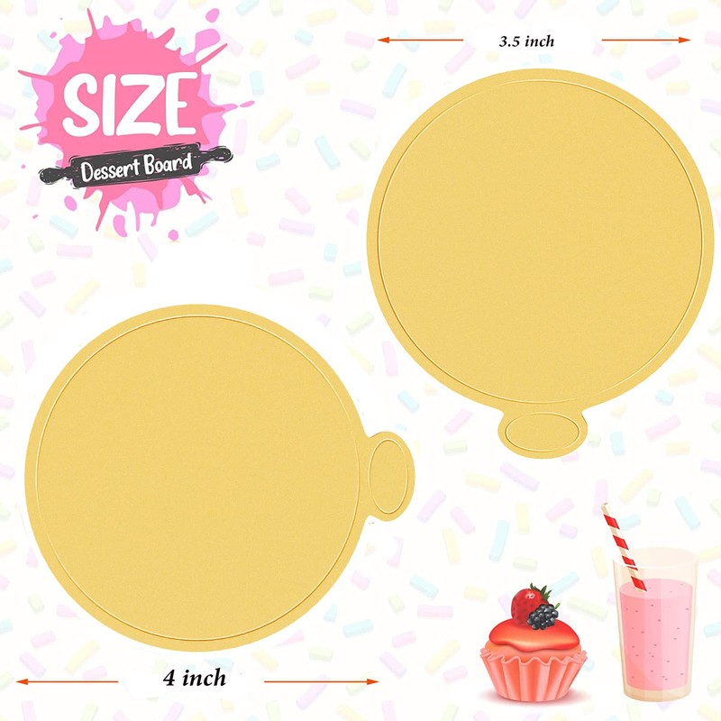 WANBAO 80 Pcs Mini Cake Boards Mousse Cupcake Base, Gold