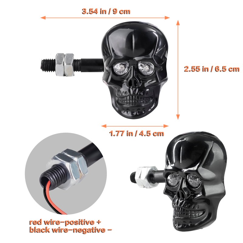 Motorcycle Turn Signals Led Skull Blinkers 10mm Screw Indicator Light