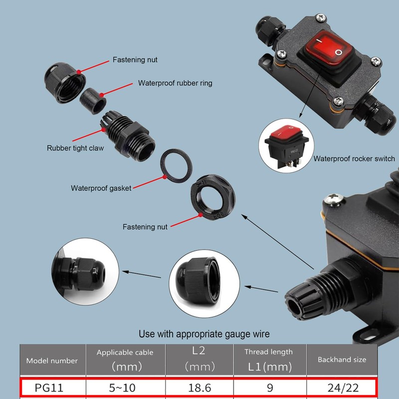 Daohaodeli 110V AC DPST On Off Outdoor Toggle Switch,IP65 Waterproof