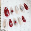 MERVF Press on Nails Medium Almond Fake Nails Red Heart