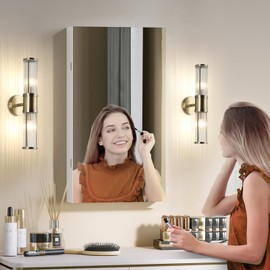 ECOBRT Glass Rods Wall Light Fixture Indoor Antique Bronze Bathroom Vanity Lights Fixtures Beside Mirror Lighting Lamps Up and Down Wall Mounted Light E12 Socket