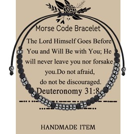 BEKECH Christian Deuteronomy 31:8 Morse Code Bracelet Christian Gift The Lord Himself Goes Before You Bible Verse Gifts (The Lord Himself Goes)