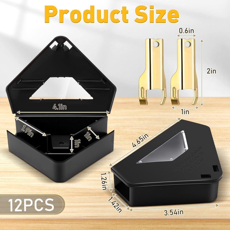 Qualirey 12 Pcs Upgraded Mouse Bait Station with Key &