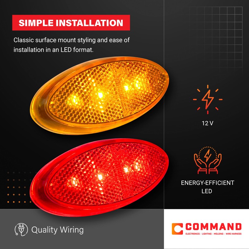 Command Electronics OEM 12V LED RV & Trailer Oval Clearance