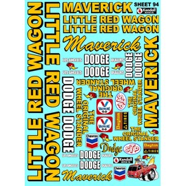 Clear Vinyl Sticker Variety Sheet 94-1/12 to 1/10th Scale R/C Model Decal Sticker Sheet Radio Control Lexan Body
