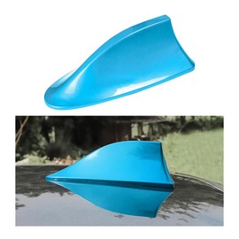 Shark Fin Aerial Antenna for Car Roof, Automotive Top Roof AM/FM Radio Signal Base Cover, Vehicle Shark Fin Shape Decor with Adhesive Tape, Car Accessories Universal for Trucks, SUV, Van (Blue)
