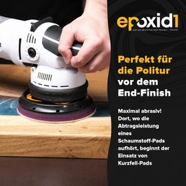 epoxid1® Polierpad - 2er Set | 135mm | Polierpads aus Naturwolle-Kurzfell | Zum Polieren von Epoxidharz, Resinharz & Co | Polierscheibe für Poliermaschine & Excenter