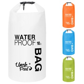 Uncle Paul Dry Bag for Boats, Waterproof Bag for Drifting, Boating, Kayaking, Fishing, Rafting, Swimming, Camping, Canoeing, Surfing, Pure White, 10 Litres, Dry Bag, Pure white, Dry bag